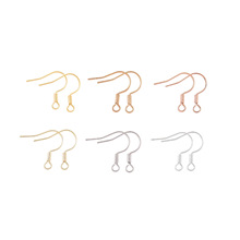 铜镀18K真金镀925纯银耳钩耳环圆丝耳钩配件diy手工耳饰饰品A24B