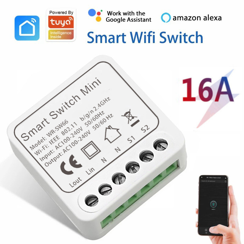 MINIスマートスイッチモジュールDIYリレースイッチ16a 100-240vはtuya易微連APPと接続できます。|undefined