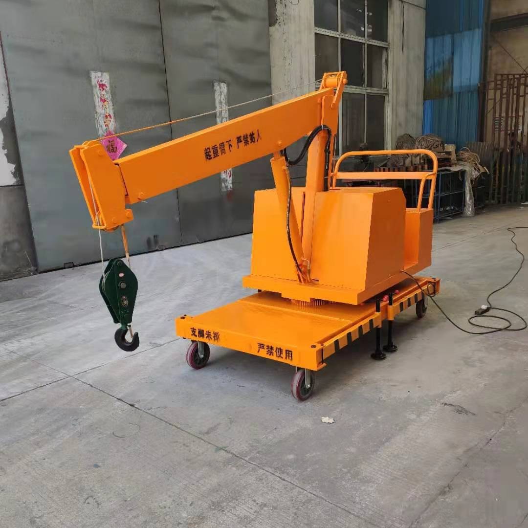 新款电动液压旋转吊车 人力拖小吊车 配重式电动吊车