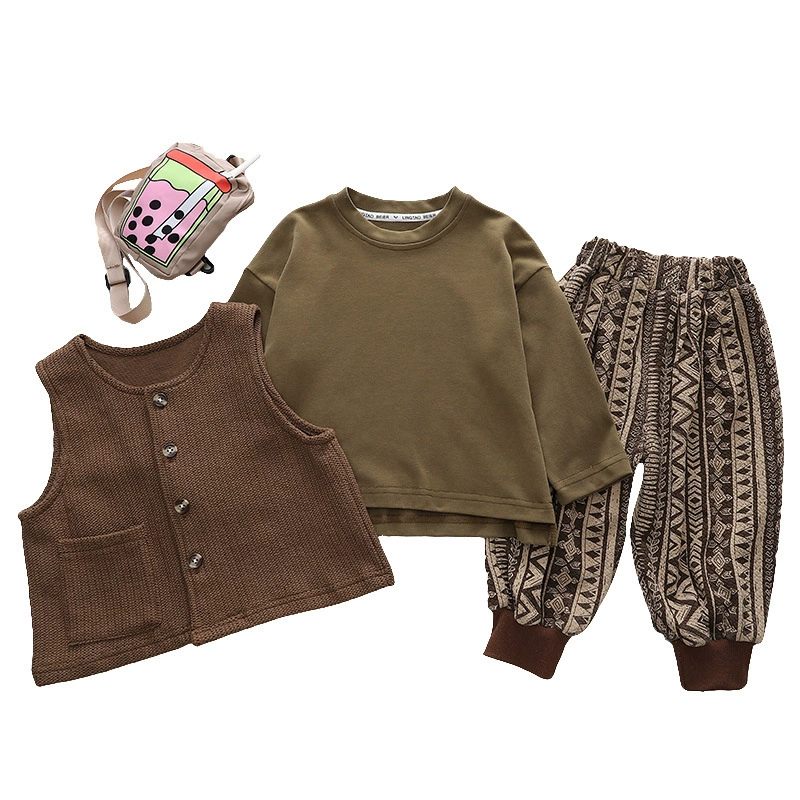 Vest for boys, children's demi-season retro set, autumn bag, 3 piece set, wholesale