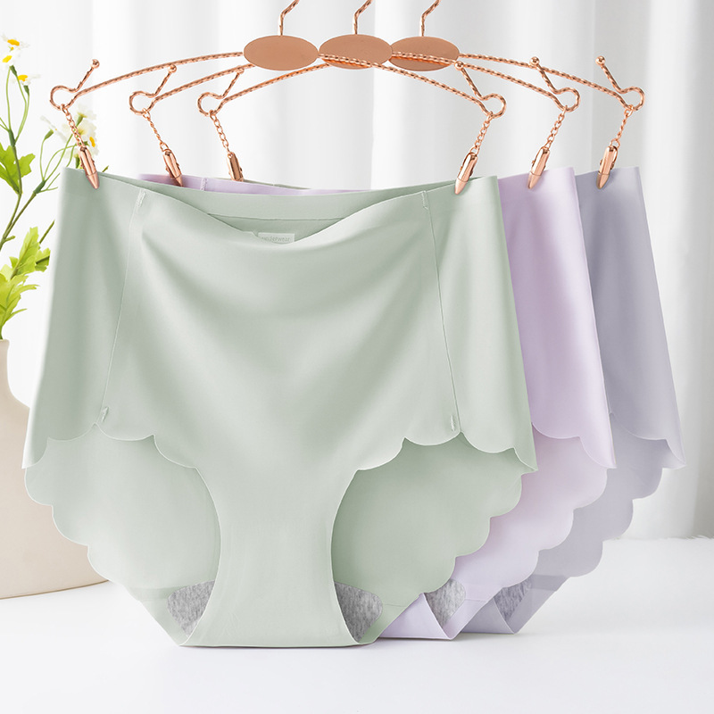 Seamless High-Waisted Women's Panties, Plus Size 100kg Pure Cotton Crotch, Ice Silk Breathable Plus Size Panties for Women, 200mm Fat mm Triangle Panties