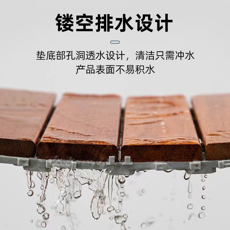 自拼陽台地板露台地板庭院木平台實木地墊菠蘿格防腐木地板DIY