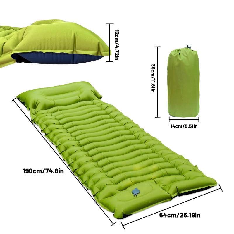 Matelas gonflable ultra-léger avec pompe à pied, matelas de camping portable pliable et résistant à l'humidité_voghion.com