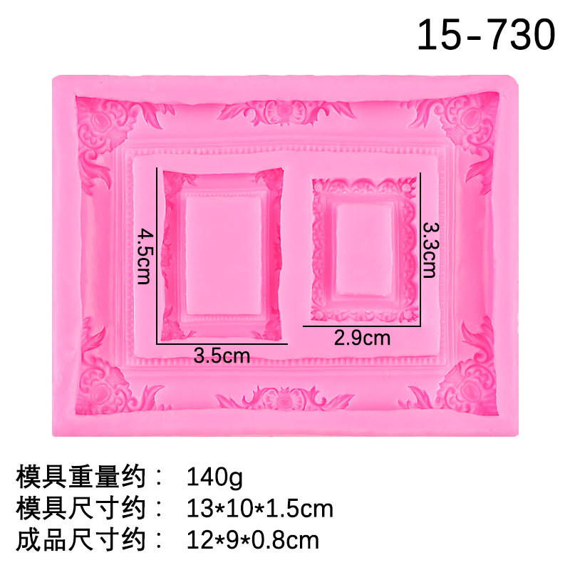 DIY vintage marco de fotos marco peine epoxi molde de silicona ultra-ligero pastel de arcilla decoración molde de chocolate para hornear