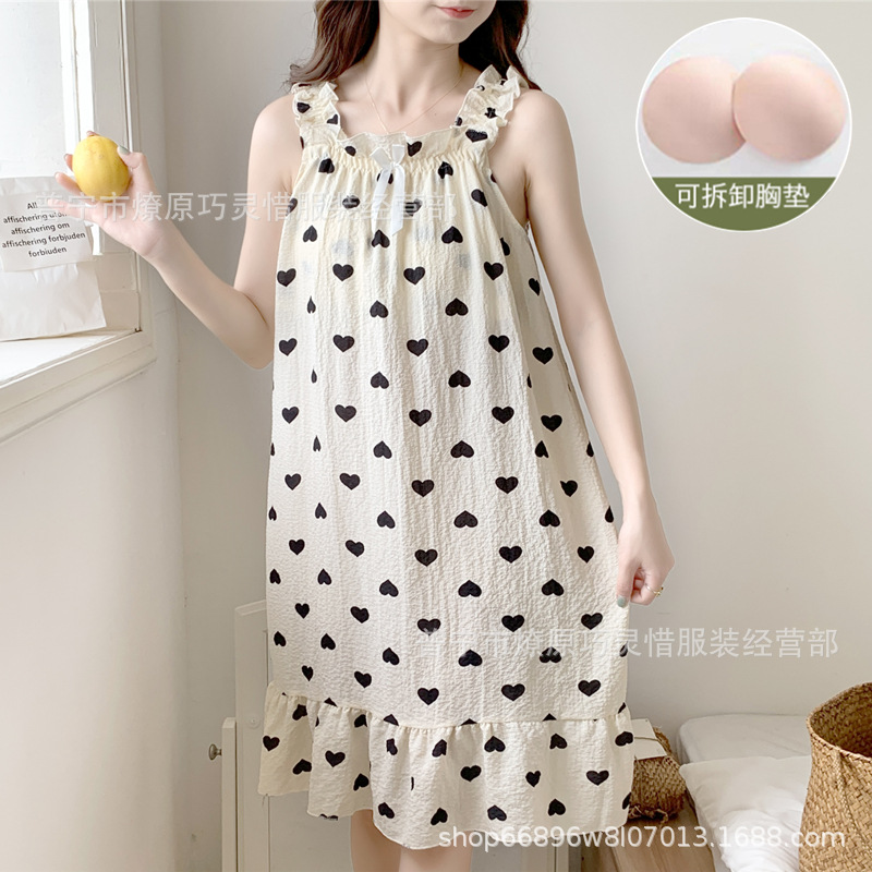 Pijama de verano delgado vestido de camisa de algodón de manga corta nubes nuevo pijama dibujos animados lindos ropa para el hogar suelta