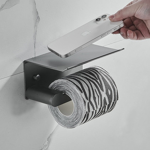 Space Aluminum Square Toilet Paper Holder Roll Holder Mobile Phone Paper Towel Holder Toilet Paper Holder Toilet Paper Holder Cross-Border Supply