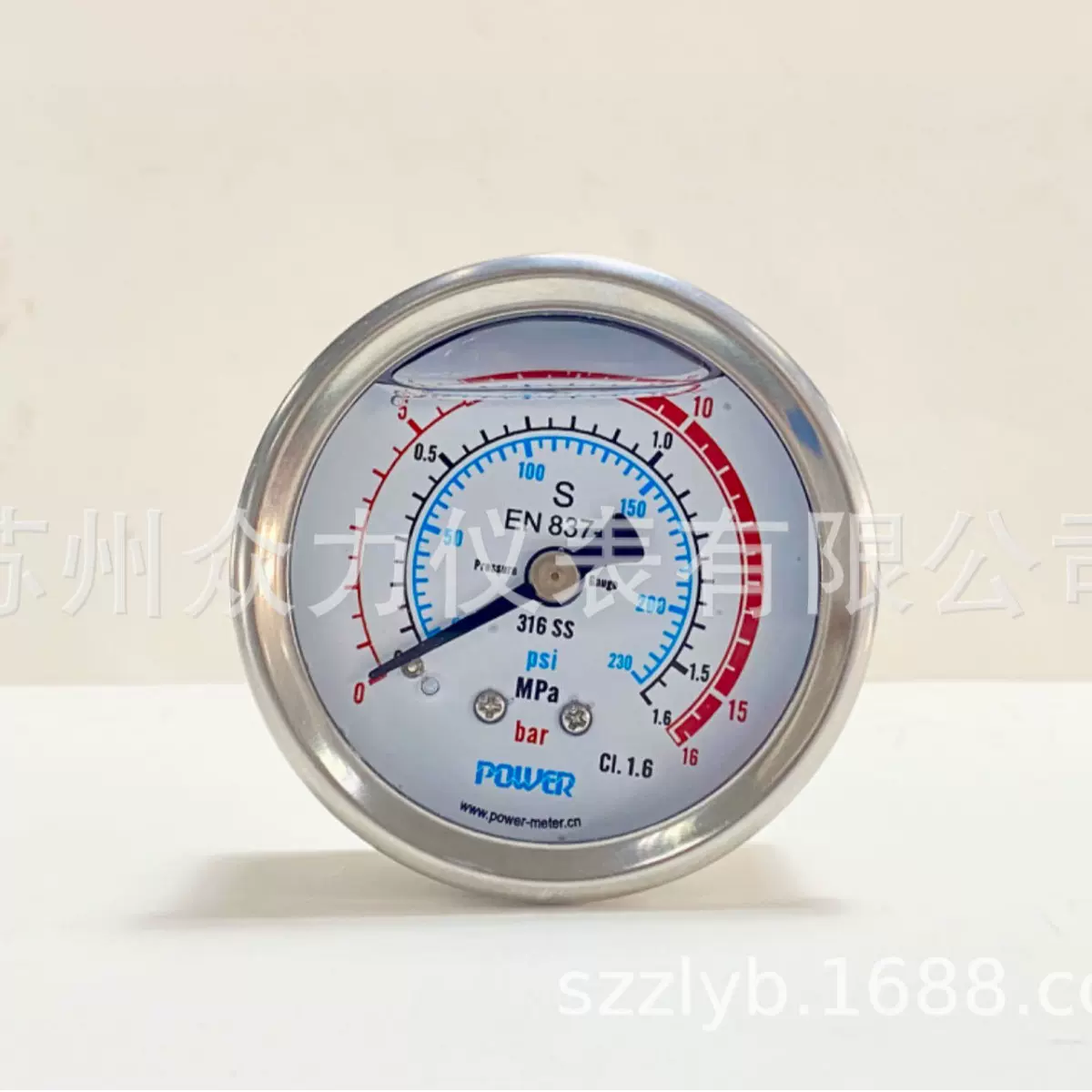 40mm 表径 全不锈钢压力表 可充油耐震