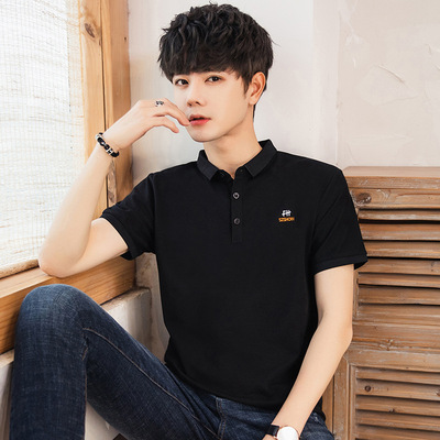 2022夏季新款polo衫短袖男t恤半袖衣服韩版修身青少年翻领打底衫