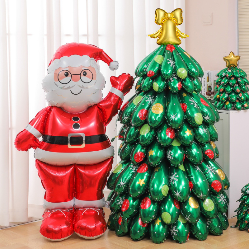 圣诞节装饰品充气圣诞树老人雪人铝膜打气球摆件节日场景布置道具