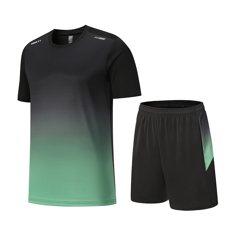 跑步服套装定制夏季速干短袖套装可印logo户外健身服运动两件套男|undefined