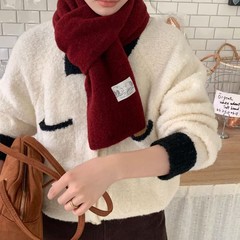 2025氛围感纯色毛线针织围巾女韩版秋冬保暖防寒高级感软糯围脖