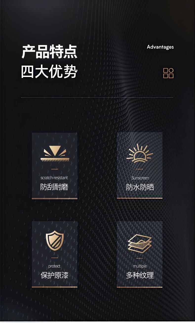 Cross-Border New Product Pet Forged Ice Crack Carbon Fiber Central Control Interior Red Blue Rearview Mirror Full Body Film