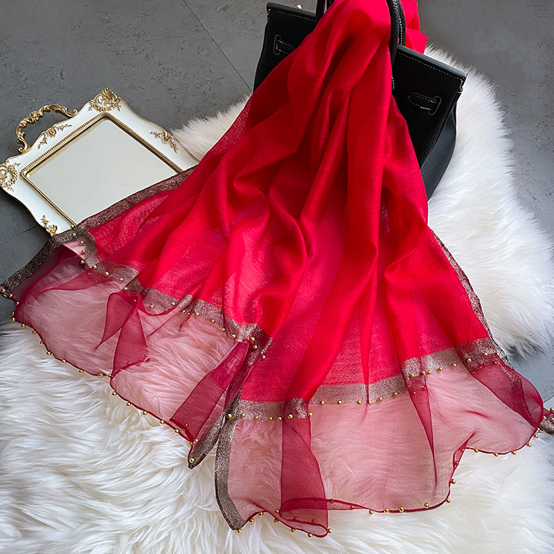 Sciarpa in seta da donna scialle in seta di gelso con filo oro_voghion.com