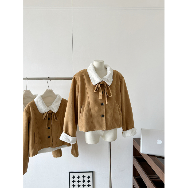 糖糖~美式复古外套女秋冬气质设计感小众宽松休闲百搭夹克上衣