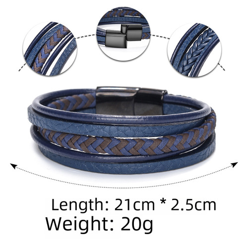 Cross-border new accessories handmade rope leather ethnic style men's bracelet magnetic bracelet European and American decorations