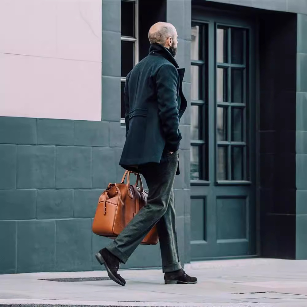 High quality navy wool coat retro masculino otoño e invierno tiro callejero de alta gama abrigo de lana de marina de longitud media