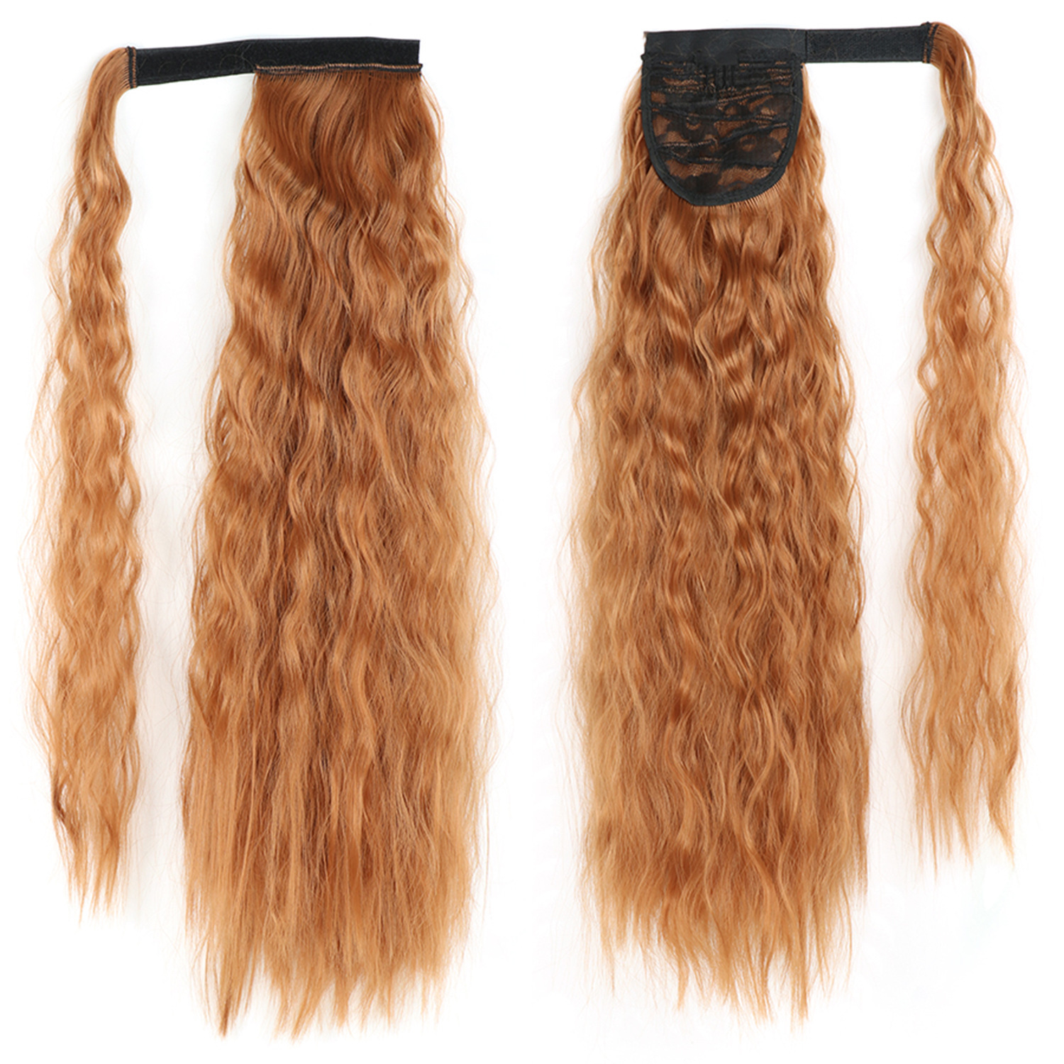 55CM seda europea y americana de alta temperatura velcro de maíz velcro de cabello largo rizado agua cola de caballo pelucas onduladas