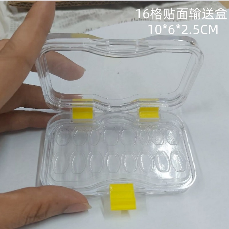 Caja de almacenamiento de dentaduras postizas Caja de chapa pequeña Caja de película de dentaduras postizas de una sola pieza Caja de dientes 2 cuadrículas 6 cuadrículas 16 cuadrículas Caja de chapa Caja de transporte