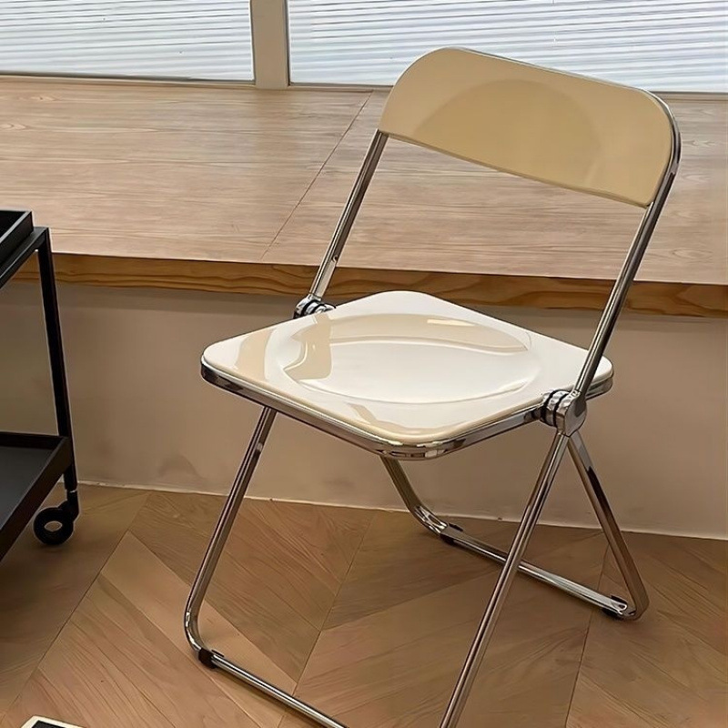Simple Chair Trendy Transparent Acrylic Photo Makeup Dining Chair Crystal Backrest Stool Folding Chair