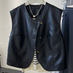 皮马甲女短款2025秋装新款韩系穿搭机车服无袖背心马夹外套上衣潮