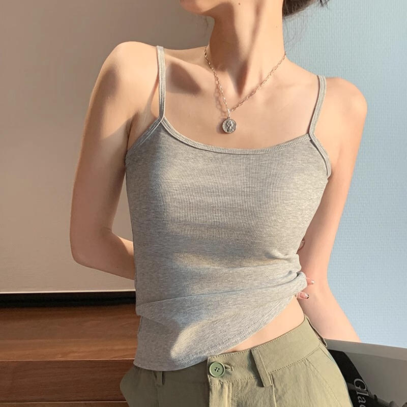 Solid color camisole women's sleeveless suit inner base spring and summer thin tube top slim-fit beauty back outer top