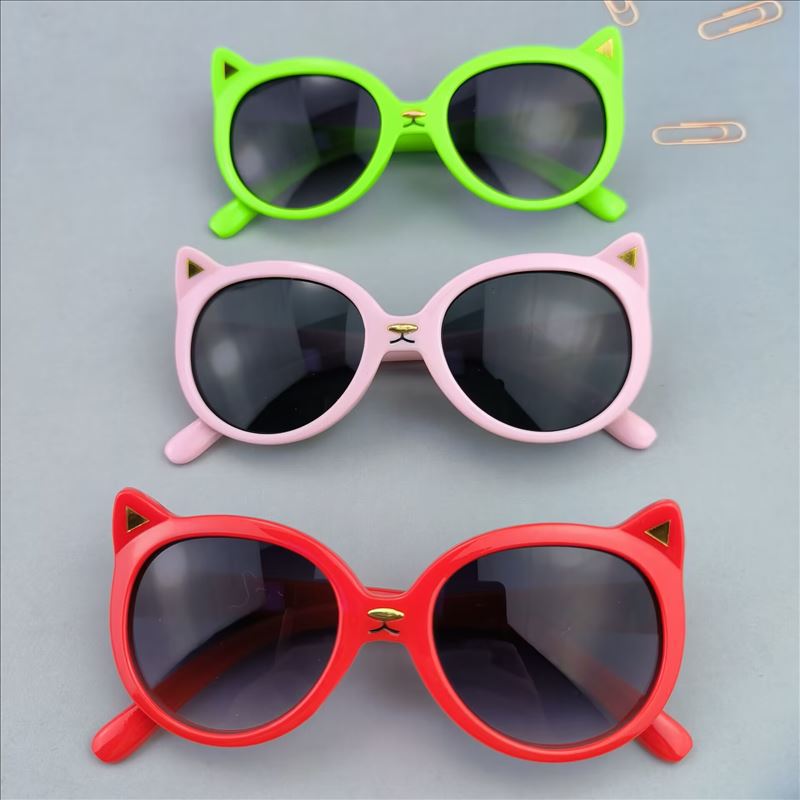 Full Frame Glasses Structure Sunglasses Classification Cute Novelty Sweet Cat Ac UV400 Protection Tinted Lenses Round Frame Full Frame Kids Sunglasses