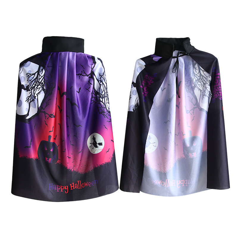 Halloween capa maquillaje traje props Impresión digital calabaza capa fantasma patrón muerte capa