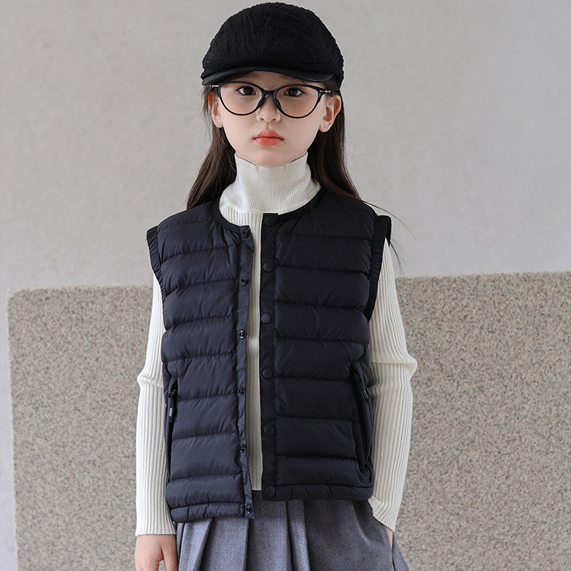 School Uniform Essential! New National Standard 90% White Duck down Children's down Vest for Boys and Girls, Lightweight Inner Wear for Older Children