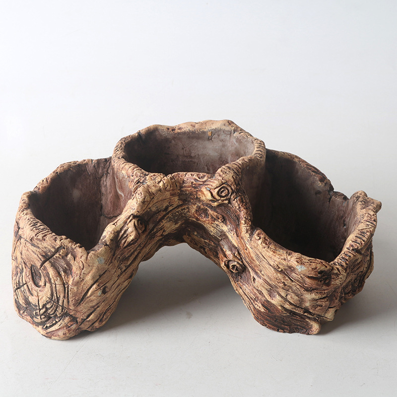 Maceta para Suculentas con Diseño de Raíz de Árbol en Cemento - Para Micro Paisajes, al por Mayor