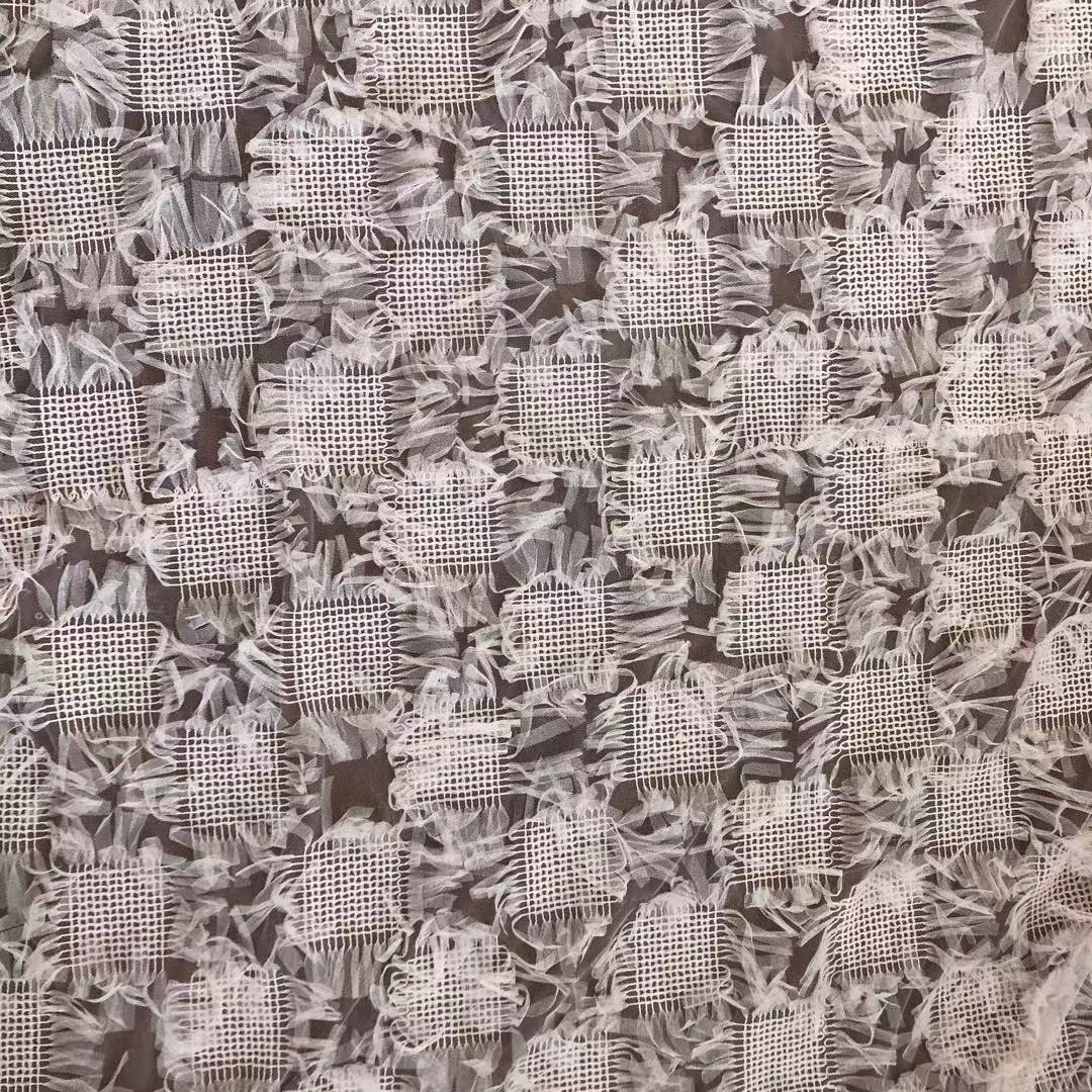 网布网格盘带绣花面料 三合一女装舞台服装婚纱礼服用布