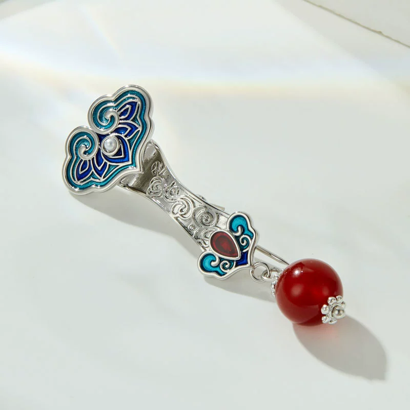 Onyx retro brooch, elegant cheongsam, accessory lapel pin, sophisticated pin, internet celebrity