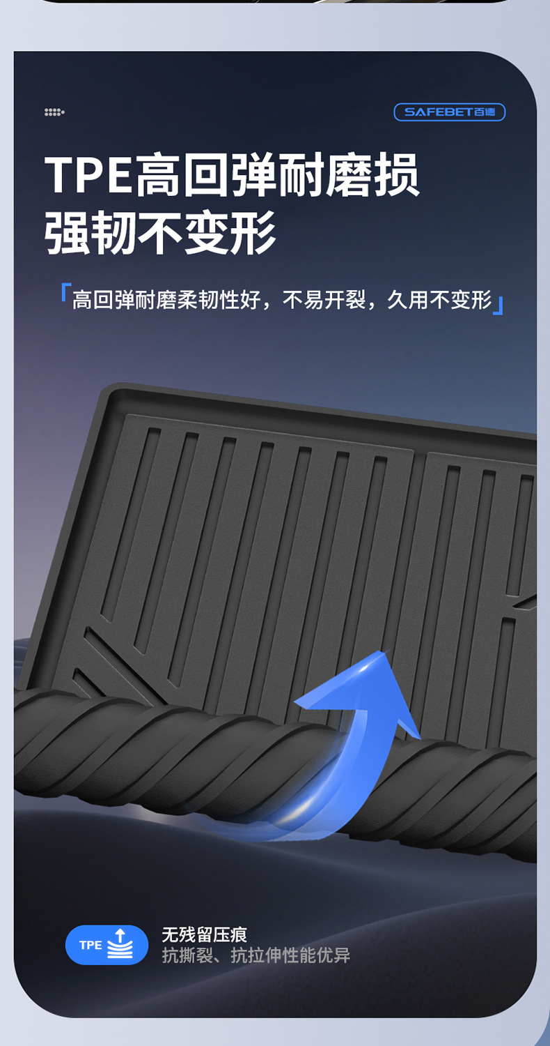 Suitable for Shangjie Z7 Z7T H5 Special Vehicles, All-Weather Tpe Car Trunk Mat, Car Accessories