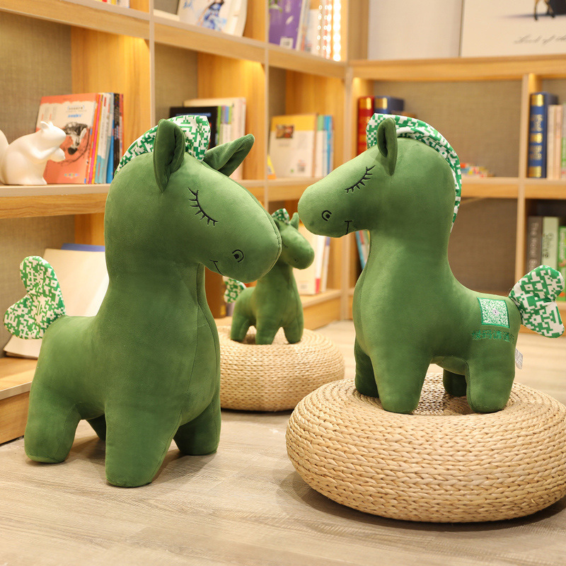 Creativo pony muñeca verde caballo peluche muñeca juguete decoración colgante actividad regalo