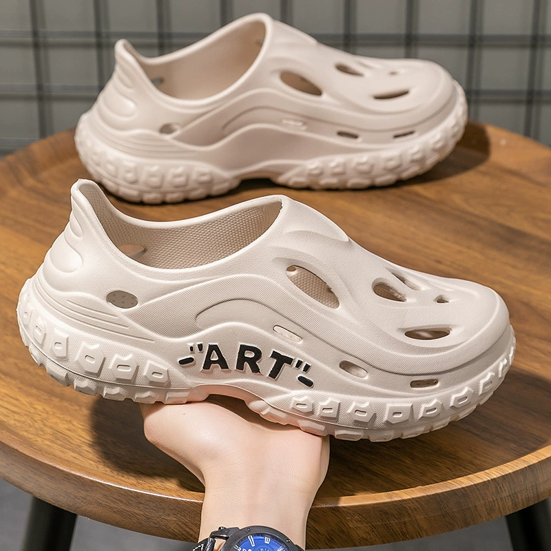 Плоские тапочки Crocs мужские для лета, обувь с толстой подошвой, ощущение дерьма Баотоу кокосовые спортивные обувь для улицы пляжной
