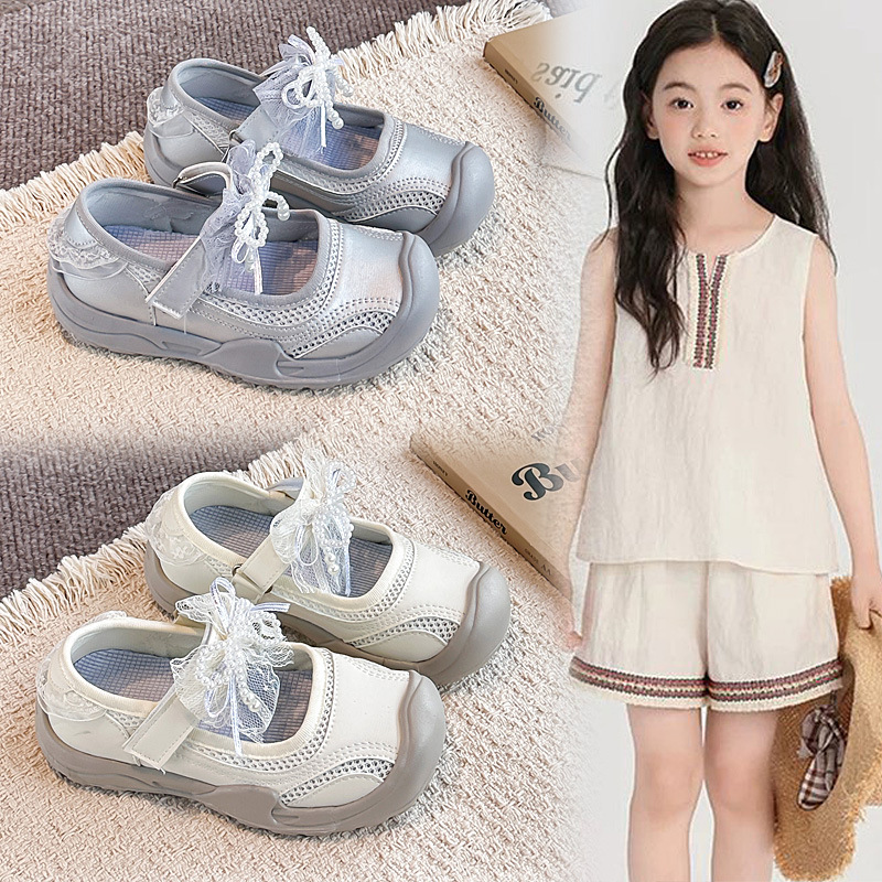 Sandálias de arco para niñas 2026 verano nuevo estilo de niños princesa de viento suave anti-deslizante zapatos de playa huecos zapatos de Lefour
