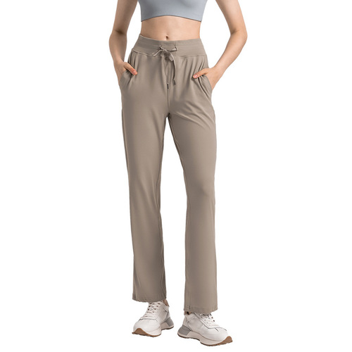 Merillat Merillat's new tummy control, skin-friendly straight outer casual pants, fashionable high-waisted pocket yoga pants
