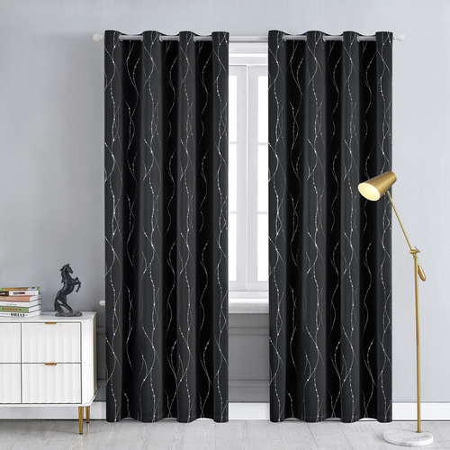Shaoxing curtain wholesale silver-plated high-precision printed finished blackout curtains foreign trade cross-border curtain fabric curtains