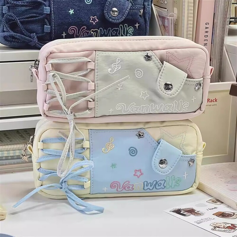 インかわいいマルチスターノート鉛筆バッグ大容量かわいいニッチ学生文具箱女の子中学生キャンバスバッグ|undefined