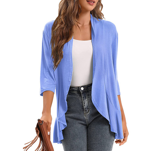 Juhe Xing European and American Style Independent Cardigan Blouse T-Seven-Point Short-Sleeve Top