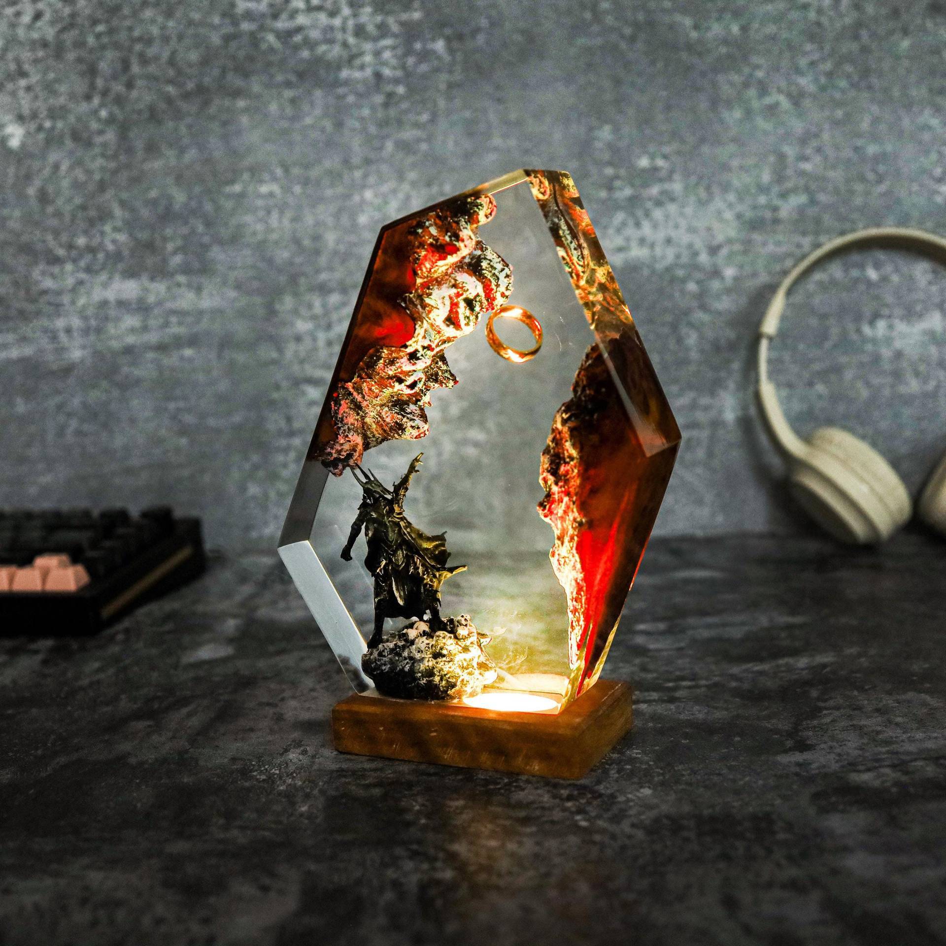 Amazon Hot Sale Lord of the Ring Night Light Dark Lord of the Ring Decoration Epoxy Light Decoration Regalo de cumpleaños creativo