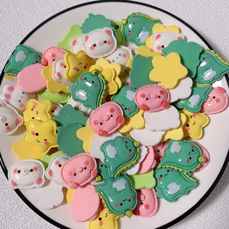 Nuevos dibujos animados emoticones de animales diy accesorios de resina crema pegamento para el cabello clips de cabello agujero de la carcasa del teléfono móvil parches de hebilla de zapatos