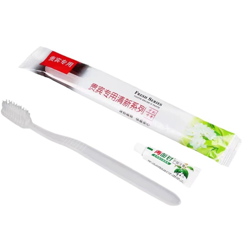 Отель одноразовая зубная щетка зубная паста гостиничные туалетные принадлежности мягкие волосы зубы 2 в 1 костюм оптом
