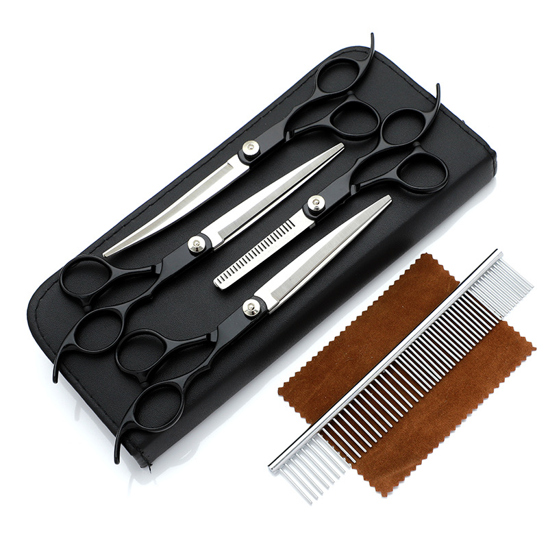Tijeras para mascotas, tijeras de corte de pelo para perros, tijeras de dientes delgadas profesionales, tijeras de corte de pelo, tijeras de pelaje, juego de herramientas de limpieza