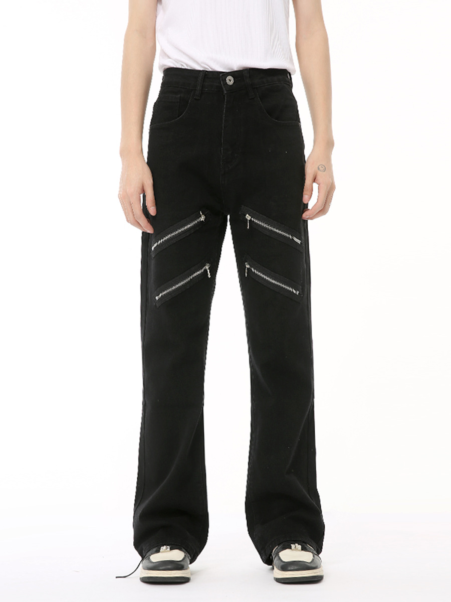 MTLCLOTHES Hombres| 2024 verano nuevos productos High Street empalme multi-cremallera pantalones delgados jeans