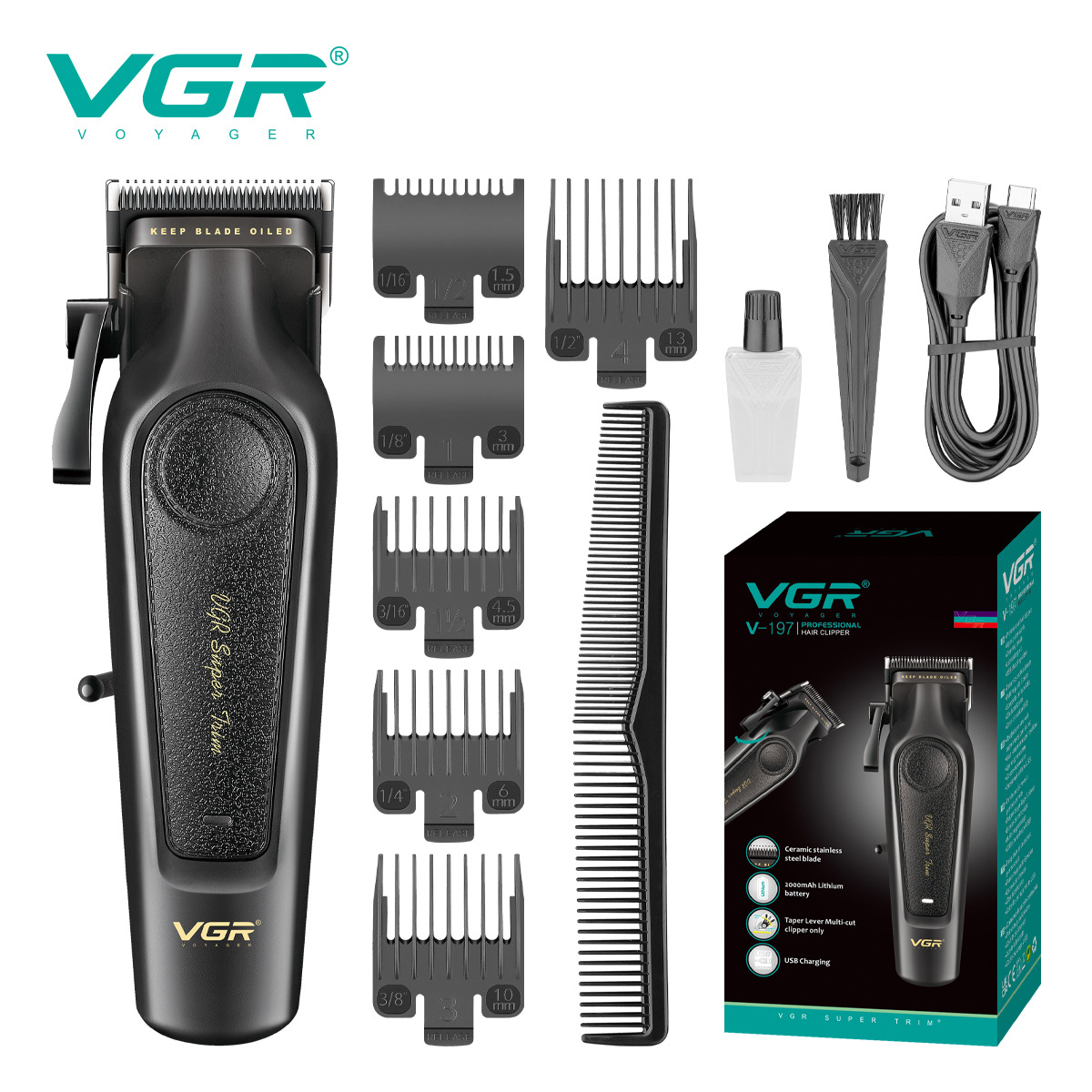 Electric Hair Clipper Salon Style Gradient Hair Trimmer Rechargeable for Home Use_voghion.com