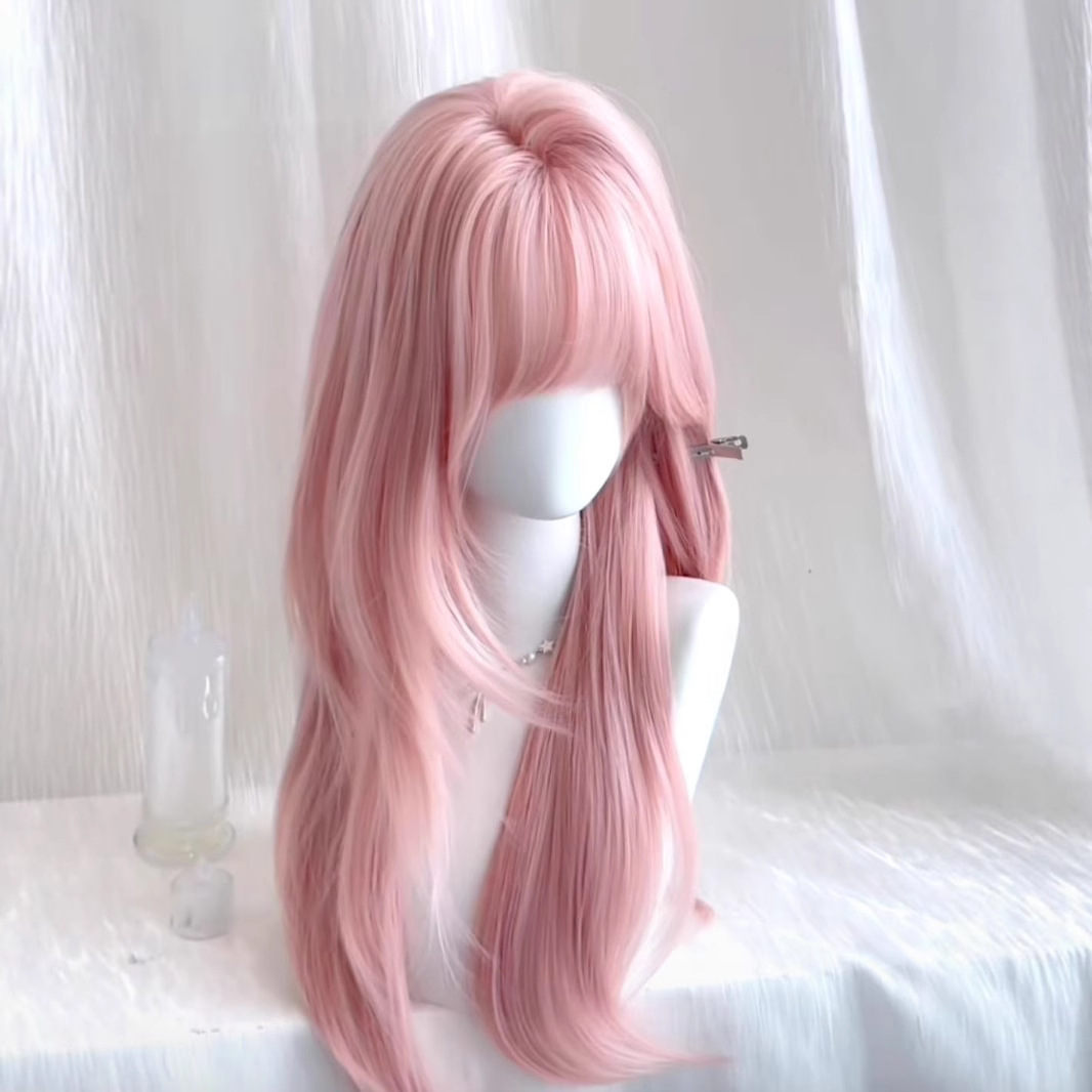 Koni rožinis perukas moterims – ilgas perukas su visa galva, skirtas Cosplay, Lolita ir kostiumams