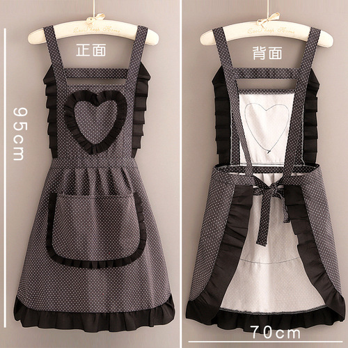 Home kitchen cooking canvas apron for women, anti-fouling, breathable and wear-resistant, fashionable Korean style work clothes, adult apron