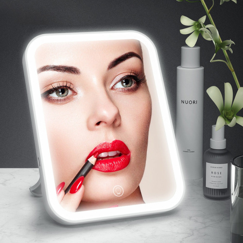 LED makeup mirror with light fill-in desktop desktop makeup mirror female folding internet celebrity student dormitory beauty small mirror