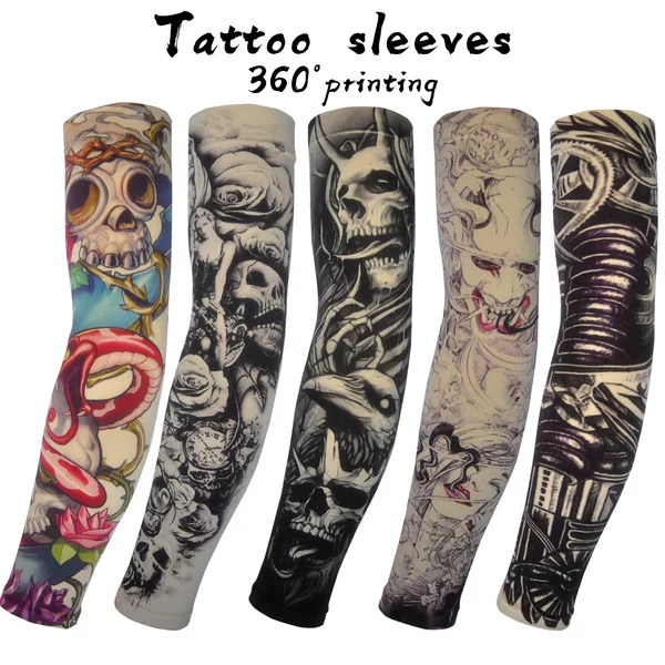 Ice Silk Tattoo Sleeve Men's Outdoor Driving Sunscreen Sleeve Women's Riding Arm Arm Sleeve Trendy Men's Flower Arm Sleeve