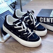 酒红色休闲板鞋男2025秋季平底学生帆布鞋子男复古潮流运动休闲鞋